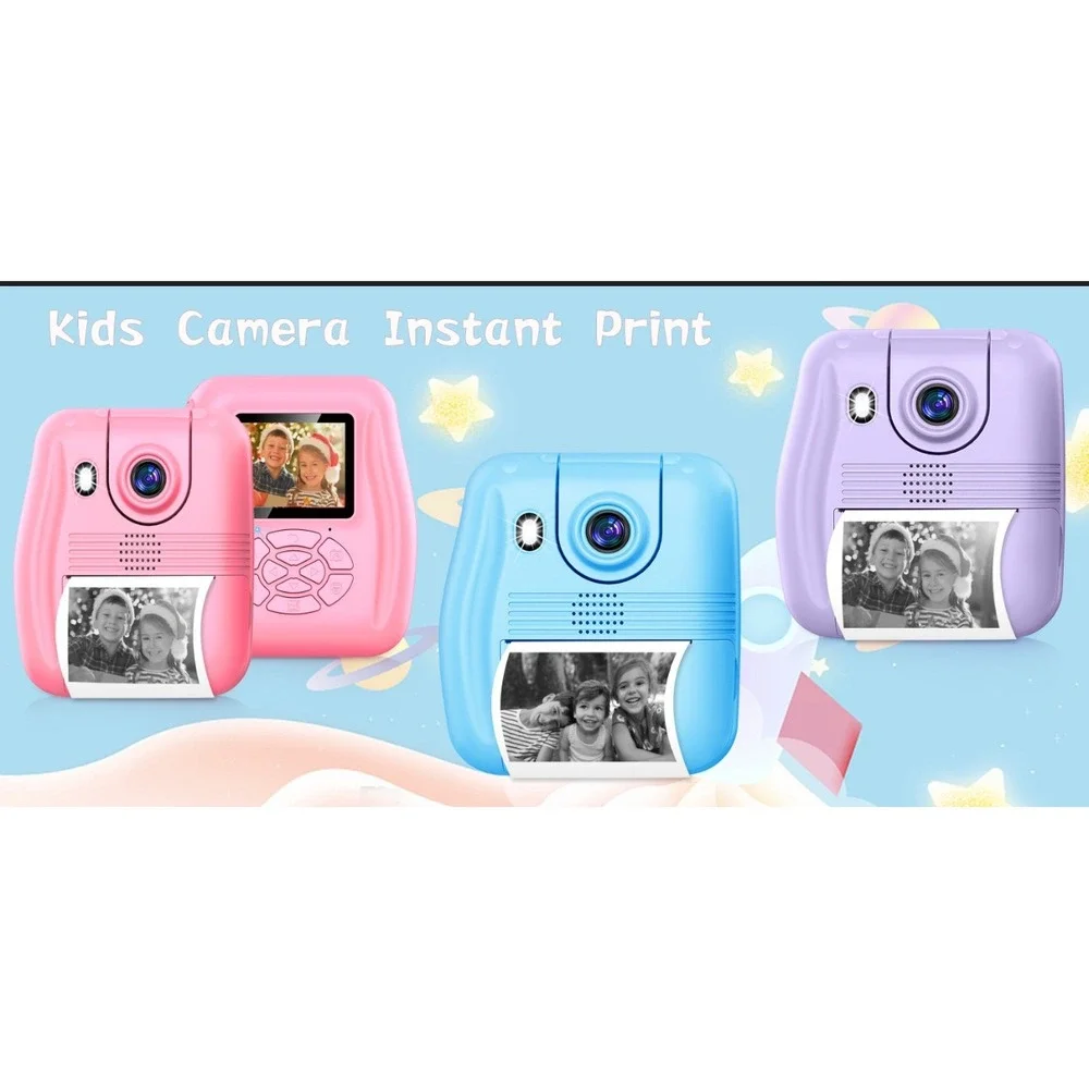 Kids Instant Print Camera 1080P Video Time-Lapse Burst Shot Digital Zoom
